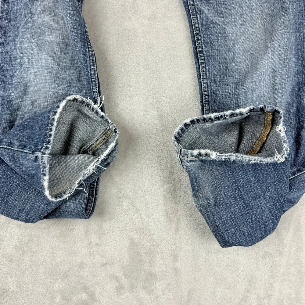 American Eagle Jeans Mens Meas 34x32.75 Blue Original Straight Grunge Distressed